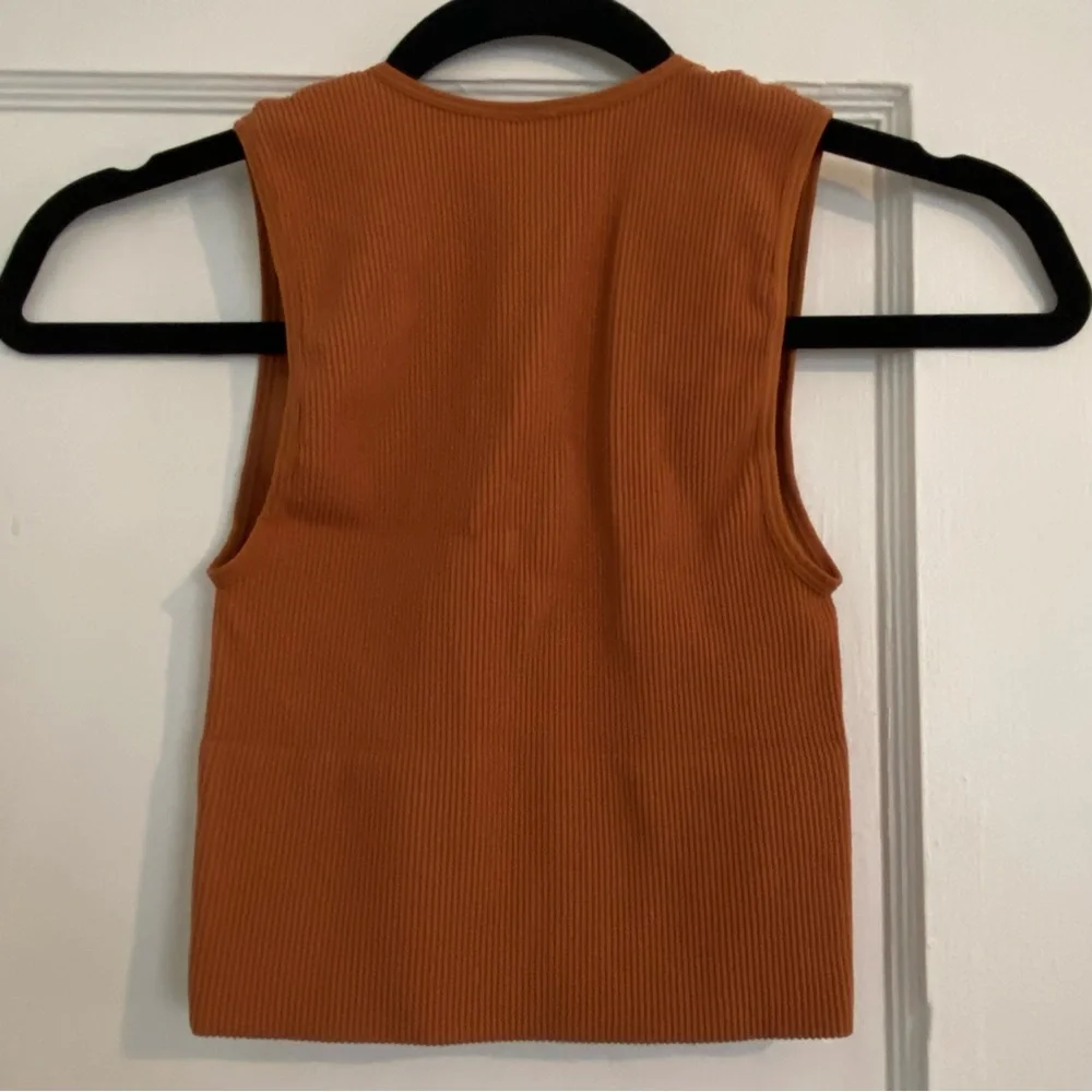 Deep V Orange Cropped Ribbed Bralette - Picture 3 of 5